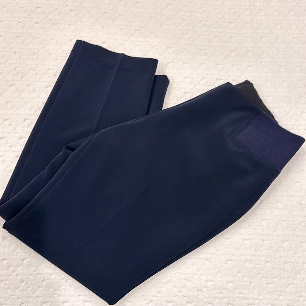 Kim Rogers Petite Pull On Dress Pants with Elastic Side Bands Navy Blue Like New